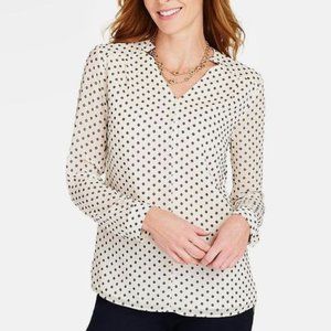 Talbots Notched V-Neck Blouse - Dotted Daisies